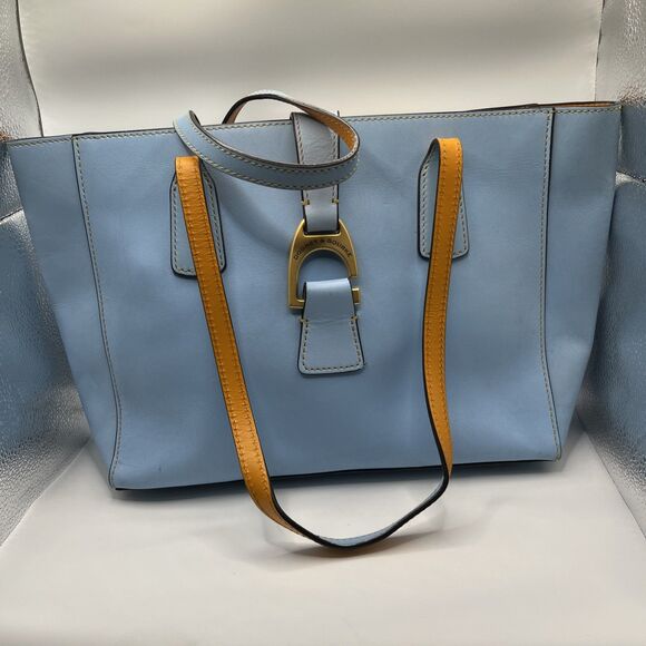 Dooney & Bourke Patent Leather Shoulder Bag Light Blue As Is See Pictures - Picture 1 of 7